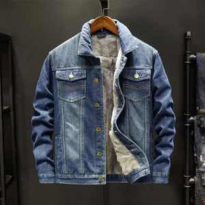 Men's Slim Fit Denim Jacket With Turn-down Collar Button Closure Washed Cotton Regular Sleeve - Product Image 3