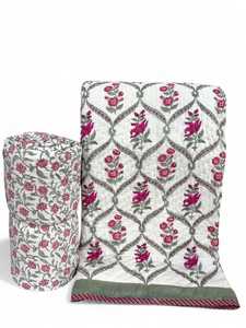 Edredón Ligero Hecho a Mano con Estampado en Bloque, Hermoso Color y Diseño, Edredón de Algodón Estampado en Bloque de Jaipur, Tamaño King, Raja - Product Image 3