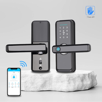 Cerradura Inteligente para Puertas de Madera, Acero, Aluminio, Latón y Acero Inoxidable, con Wi-Fi, App Tuya, TTLOCK, Capacidad para 100 Huellas Dactilares