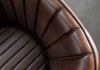 Chaise de salle à manger en cuir véritable de qualité supérieure avec revêtement capitonné à canaux verticaux, chaise d'appoint moderne pour la maison, le restaurant, le café