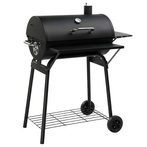 Black Barrel Charcoal Grill with Front & Side Table 571 Sq. In. Outdoor Patio <b>BBQ</b> for Backyard Parties - Product Image 3