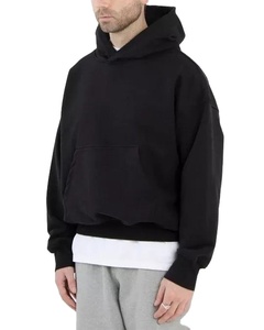 High Quality 100% Cotton Plain Pullover Breathable Hoodies for Men Heavyweight Oversized Boxy Fit Cropped Hoodie Men - Product Image 4