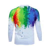 Chemise en jersey de polyester à manches longues pour homme, imprimée par sublimation avec des éclaboussures de peinture arc-en-ciel, séchage rapide, à porter toute l'année