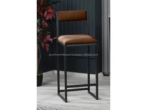 Modern Leather Dining Chair Handmade Leather Cushion Footrest Designer Upholstered Foot Stool Metal Legs Home Bar <b>Foldable</b> - Product Image 6
