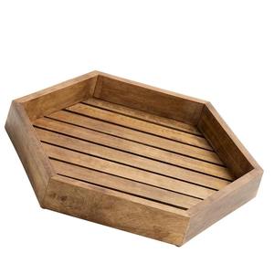 Elegante Bandeja Otomana Hexagonal de Madera de Acacia, Bandejas de Almacenamiento de Madera Hechas a Mano de Primera Calidad para Sala de Estar, Café, Desayuno - Product Image 4