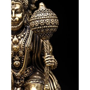 Escultura pequeña hecha a mano de latón Lord Hanuman de 6 pulgadas en Base de Jade escultura de bendición Superfina para el hogar y el templo hecho en La India - Product Image 4
