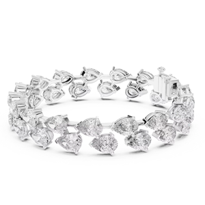 9K White <b>Gold</b> Diamond Bracelet Pear Shape 26.52ct Genuine Diamond Luxury Statement Bracelet 20.35g Fine Jewelry Women Wholesale - Product Image 1