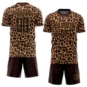 Uniformes de Fútbol Personalizados con Nombre y Número, Estampado de Leopardo, Camisetas y Pantalones Cortos de Secado Rápido y Transpirables, Ropa Deportiva - Product Image 1