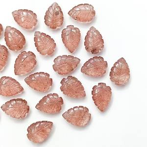 Quartz Fraise Naturel en Forme de Feuille Sculpté à la Main, Pierre Précieuse de 14 mm, Pierre de Quartz Non Montée pour la Fabrication de Bijoux, Prix de Gros en Vrac - Product Image 1