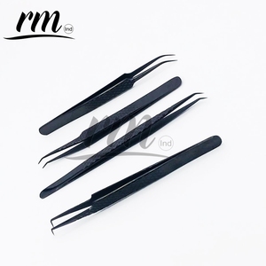 RMI Best Selling Russian Volume Titanium Black Plasma Color Eyelash Tweezers Solid Stainless Steel 90 Degree <b>Boot</b> Lash Tweezers - Product Image 6
