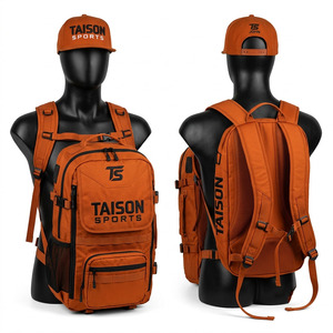 Mochila Deportiva TAISON SPORTS 320 GSM 600D PU Oxford BJJ Naranja Quemado con Paneles Múltiples y Logotipo Bordado Personalizado 30-40L - Product Image 1