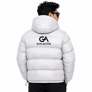 Chaqueta Acolchada Ligera con Capucha para Hombre, Estilo Urbano, Brillante, Cálida para Invierno, con Bordado Frontal y Logotipo Personalizado, Venta al Por Mayor - Product Image 4