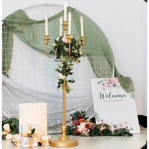<b>Tall</b> 5 Arm Candelabra Candle Holder for Wedding Centerpiece Gold Metal Candle Stand for Dining <b>Table</b> Home Decor Events - Product Image 3