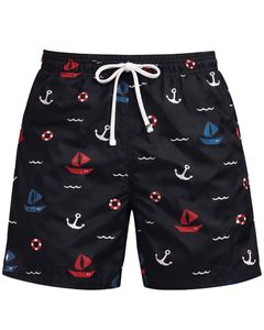 Shorts de bain personnalisés pour hommes à imprimé nautique, séchage rapide, taille élastique avec cordon de serrage, maillot de bain d'été, logo personnalisé, fournisseur OEM - Product Image 1
