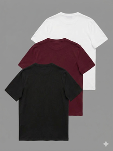 เสื้อยืดคอกลมผู้ชายสีแดงเบอร์กันดี ผ้าฝ้าย 100% แขนสั้น สไตล์ลำลอง วินเทจ เนื้อผ้านุ่ม ระบายอากาศดี แฟชั่นฤดูร้อน ทรงปกติ - Product Image 2