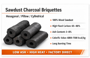 Briquetas de Carbón Vegetal Negro de Alta Cantidad de Carbono Fijo, 100% Aserrín de Madera |   Combustible para Barbacoa Industrial de Alto Valor Calorífico |   Exportación Directa de Fábrica - Product Image 5