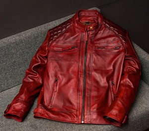 Veste en cuir rouge unique de haute qualité PREMIUM - Product Image 1