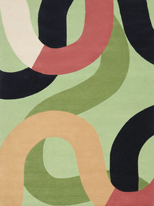 Hand Tufted Wool <b>Rug</b> Modern <b>Abstract</b> Organic Geometric Curved Pattern Area <b>Rug</b> Contemporary Designer Handmade Carpet - Product Image 3