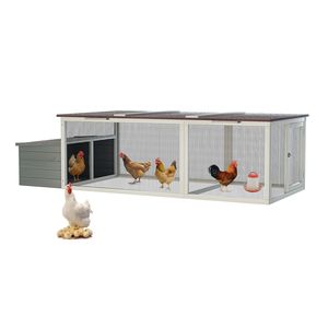 Gallinero de madera grande de 20.93 pies cuadrados con nido, techo de asfalto resistente a la intemperie, jaula para aves de corral con acceso interior para gallinas en exteriores - Product Image 1