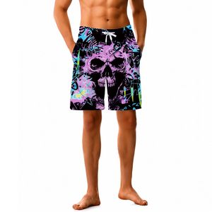 Shorts de bain pour homme entièrement imprimés par sublimation, séchage rapide, taille à cordon de serrage, style décontracté avec poches, longueur courte - Product Image 5