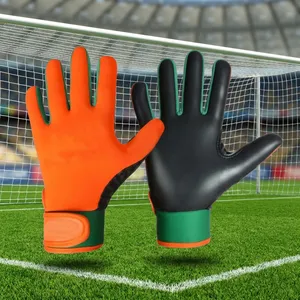 Gants de gardien de but de football professionnels, doigts entiers, en PU et polyester, avec paume antidérapante, sangle de poignet réglable, fermeture auto-agrippante - Product Image 5