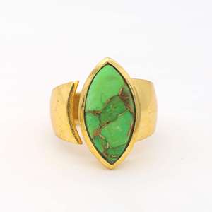 <b>Turquoise</b> Brass <b>Ring</b> 18k Gold Plated Ethnic <b>Ring</b> Wholesale <b>Ring</b> For women - Product Image 1
