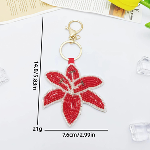 Luxury Handmade Beaded <b>Keychain</b> for Women Embroidered Flower Patch Key Ring Shiny Sequin Crab Lemon Car Bag Pendant Charm - Product Image 6