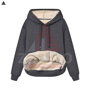 Sudadera básica unisex de algodón mezclado con impresión de logotipo personalizada, sudadera con capucha gruesa de invierno para mujer y ropa urbana femenina. - Product Image 3