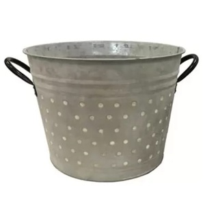 Ensemble de 3 jardinières en métal galvanisé faites à la main, décoratives, rondes, avec poignée, pour l'intérieur et l'extérieur, pour une utilisation en jardin - Product Image 6