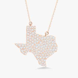 Colliers Diamond Texas en Or Massif 14k 18k, avec Breloques Carte de la Lune Étoilée en Diamants de Laboratoire Taille Ronde Sertis Pavé, sur Chaîne Câble Réglable de 18 pouces, Bijoux - Product Image 3