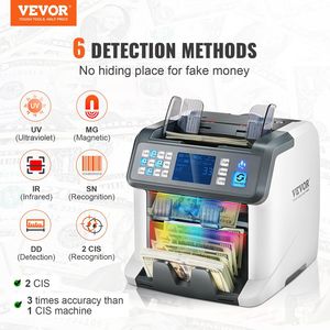 Contabanconote Multivaluta con Rilevamento Banconote Contraffatte VA 2CIS SN UV IR MG DD, Contatore di Banconote a Denominazione Mista per Varie Valute - Product Image 2