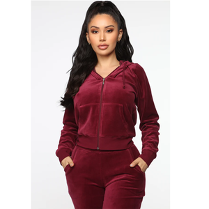 Combinaison en velours pour femme à capuche, manches longues, taille haute, coupe ajustée, couleur unie, tenue décontractée automne style streetwear - Product Image 5