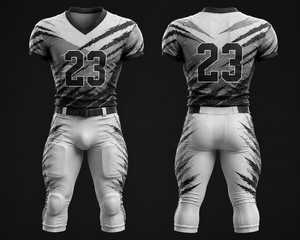 Custom American Football Jersey and Padded Pants Set Sublimated V-Neck Short Sleeve Moisture Wicking Fitted Uniform for Men - Product Image 1