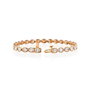 Lab grown diamond bracelet IGI certified tennis bracelet Oval bezel <b>set</b> <b>bangle</b> 10K rose gold jewelry East West Oval Lab Grown - Product Image 2