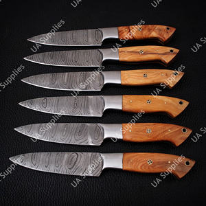 มีดสเต็กบาร์บีคิวสำหรับมืออาชีพ ทำจากเหล็กดามัสกัสเกรดอุตสาหกรรม ใช้ในครัวได้ทุกวัน ด้ามจับไม้มะกอกตามหลักสรีรศาสตร์ - Product Image 6