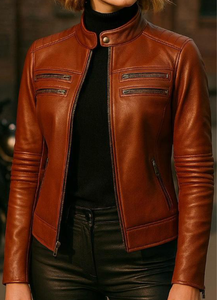 Blouson en cuir pour homme, très vendu, avec col montant et logo frontal, chauffant et respirant à séchage rapide - Product Image 3