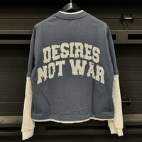 T-shirt unisexe personnalisé, coupe ample et oversize, effet vieilli, double couche, en jersey épais thermique, grande taille, avec manches longues couvrant le cou, brodé