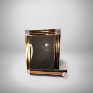 Rectangle Metal Photo <b>Frame</b> <b>Gold</b> Finish Silver Accents Vertical Design Decorative Tabletop Display - Product Image 3