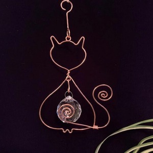 Cat Shape Metal And Crystal Sun Catcher Hanging Decor For Home <b>Window</b> Garden Balcony Cute Pet <b>Light</b> Catching Gift Art Piece - Product Image 6