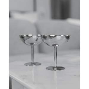 Copa de Metal Plateado Pulido, Copa de Champán de Lujo con Acabado de Espejo, Cristalería para Bodas y Fiestas, Decoración Elegante para el Hogar, Copas de Cóctel - Product Image 3