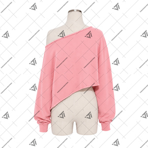 Alfa Griega al por Mayor |   Kapa |   Alfa |   AKA Sorority Clothing Sudadera corta asimétrica bordada con hombros descubiertos para mujer - Product Image 2