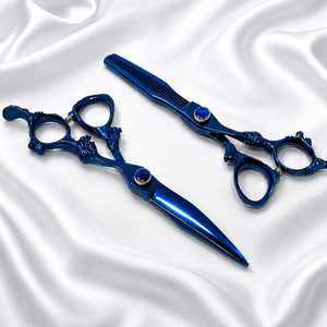 Ciseaux de coiffure professionnels légers en acier inoxydable 440C de 7 pouces avec manche bleu dragon pour la coupe et l'éclaircissement des cheveux - Product Image 1