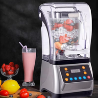 Mixeur Commercial Insonorisé pour Smoothies, Extracteur de Jus Électrique, Robot Culinaire pour Fruits, Légumes, Glace Pilée et Milkshakes