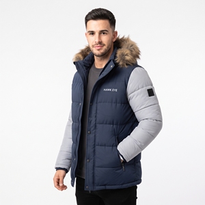 Wholesale <b>Men's</b> Corduroy Insulated Parka Two Tone Puffer Design Faux <b>Fur</b> Lined Warm Winter Outdoor <b>Coat</b> - Product Image 4