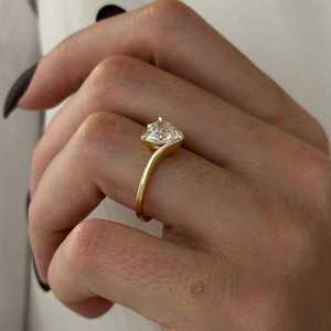 2 Carat Heart Shape Unique Solitaire <b>Ring</b> , Nested Lab Grown <b>Diamond</b> Engagement <b>Ring</b> , IGI Certified - Product Image 5