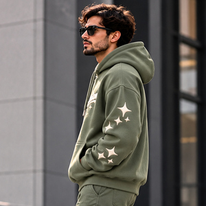 Sudadera con capucha personalizada para hombre con estampado puff, estilo oversize, streetwear, con logo, venta al por mayor - Product Image 4