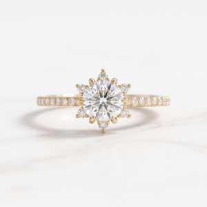 แหวนหมั้นเพชรทรงกลมเจียระไนแบบบริลเลียนท์ 10k 14k 18k ทองคำแท้ ประดับเพชรแล็บโกรว์ ทรงกลม ล้อมรอบเพชร พร้อมใบรับรอง IGI เครื่องประดับชั้นดี - Product Image 1