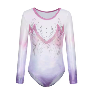 Ropa de Danza para Niñas, Leotardos y Conjuntos de Shorts de Gimnasia de Poliéster de Alta Calidad con Pedrería, Bodys de Manga Larga - Product Image 4