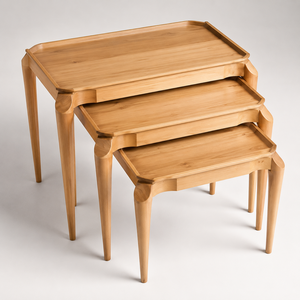 Modern Wooden Nesting Side <b>Table</b> Set of Three <b>Space</b> <b>Saving</b> Stacking Accent <b>Tables</b> for Living Room Bedroom Decor - Product Image 1