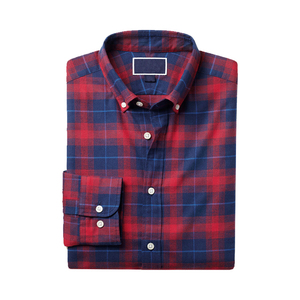 Chemise décontractée à manches longues pour homme en flanelle tissée teinte, 100 % coton brossé, boutonnée, col rabattu - Product Image 3